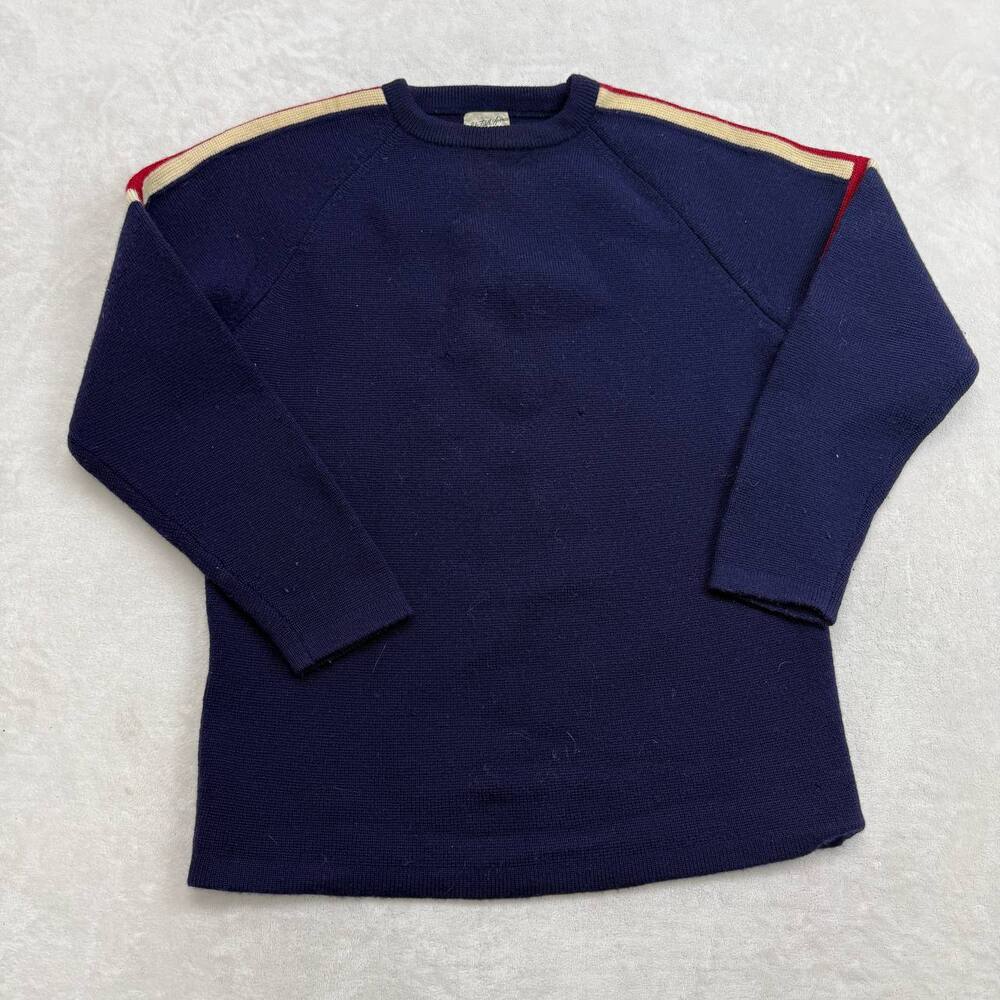 Saks Fifth Avenue Men's Sweater Navy Blue Size M Vintage Active Sportswear Wool